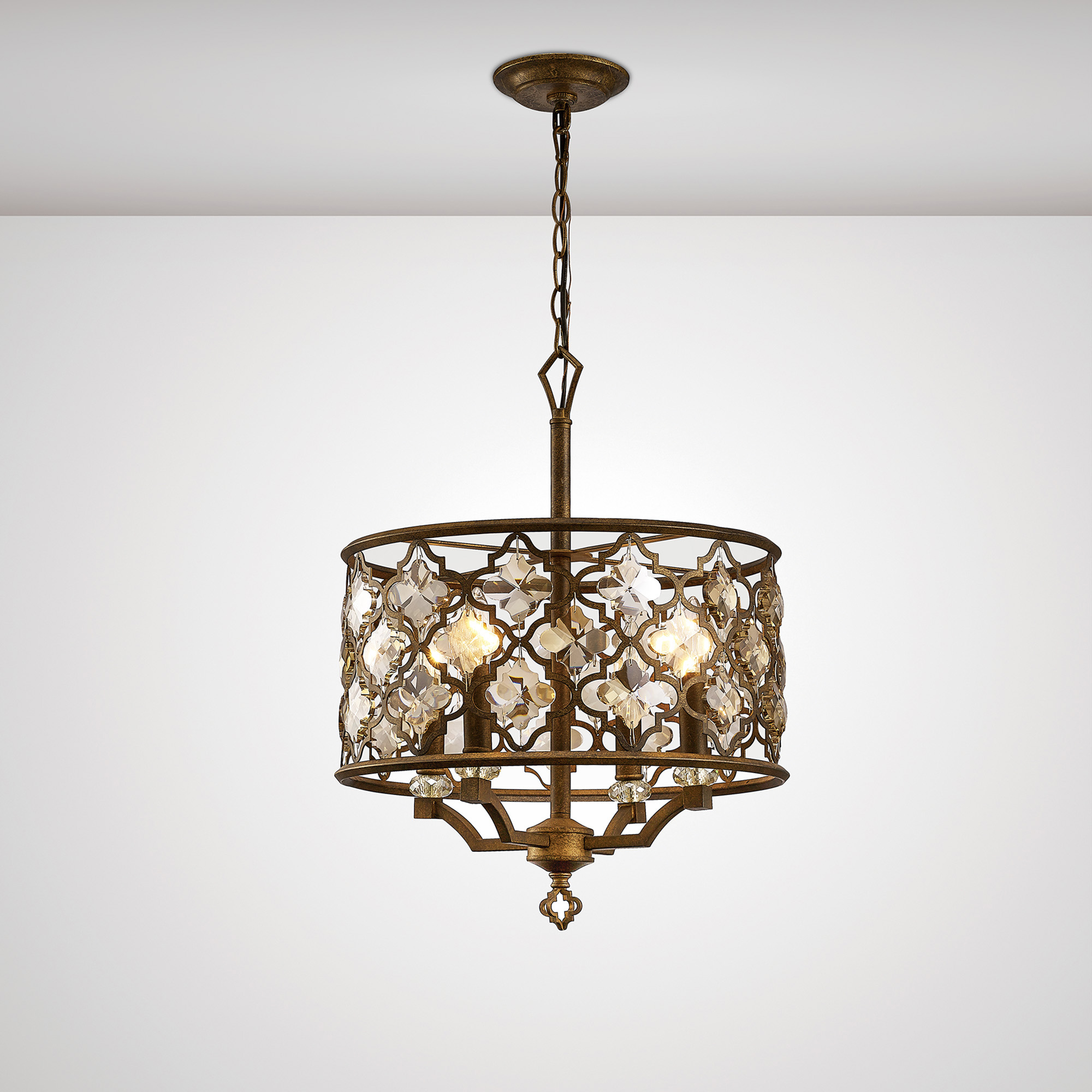 Indie Crystal Ceiling Lights Diyas Ringed & Square Crystal Fittings